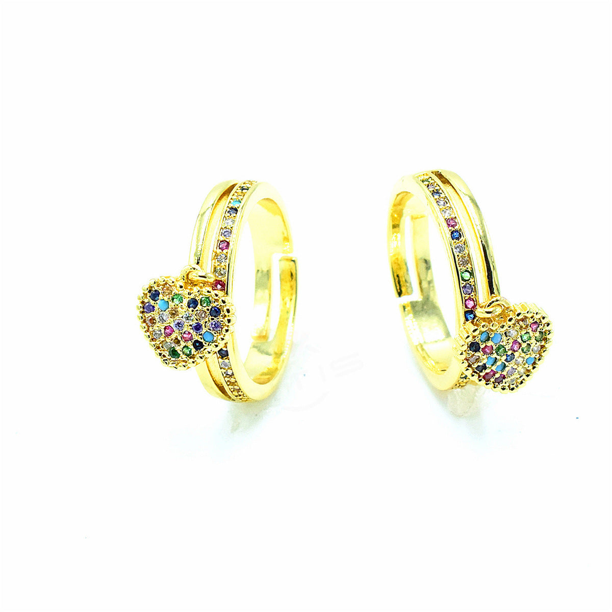Heart-shaped Copper Micro-inlaid Zircon Ring