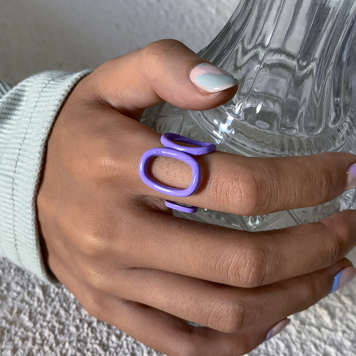 Women Geometric Hollow Ring Electroplated Alloy Spray Painted Fashion Jewelry Individually Packed Gift For Her Everyday