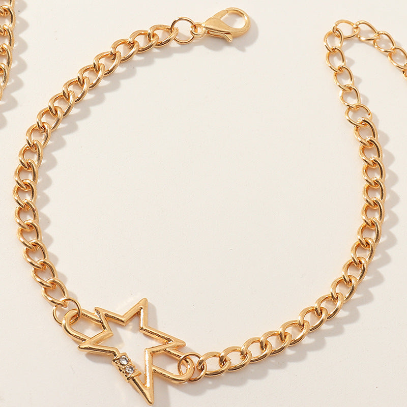 Womens Geometric Alloy Bracelet Fashion Jewelry Five Pointed Star Love Design European America Bangle Women US