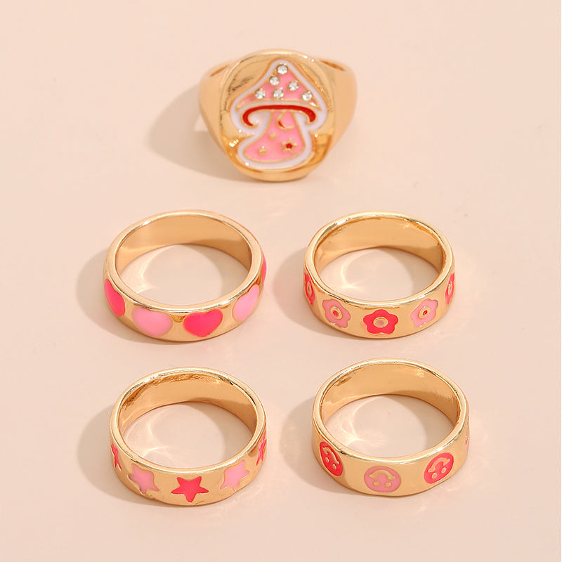 Geometric Ring Set Zinc Alloy Knuckle Rings Women Korean