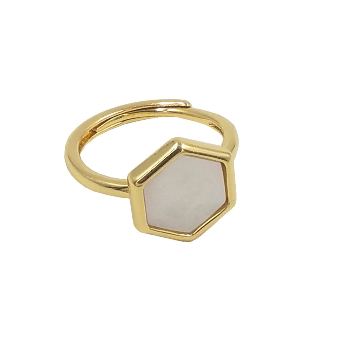 Unisex Fashion Ring Natural Shell Inlay With Micro Diamonds Copper Drop Shaped Ring Gift Idea For Any Occasion