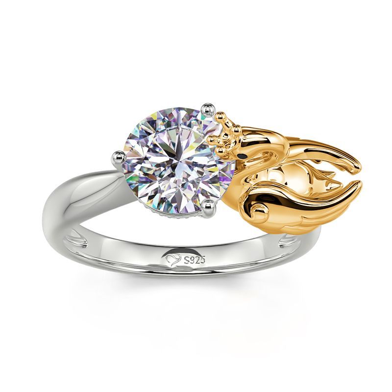 Womens Two Tone Ring Gold Plated Copper Geometric Ring With Zircon Fashion Jewelry Ring For Her Elegant Gift For