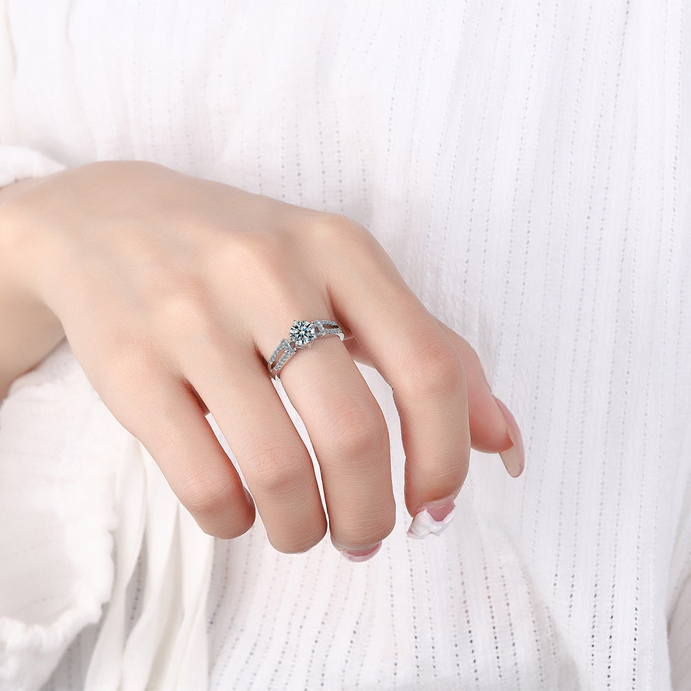 Adjustable Zircon Inlay Copper Ring Platinum Plated Jewelry