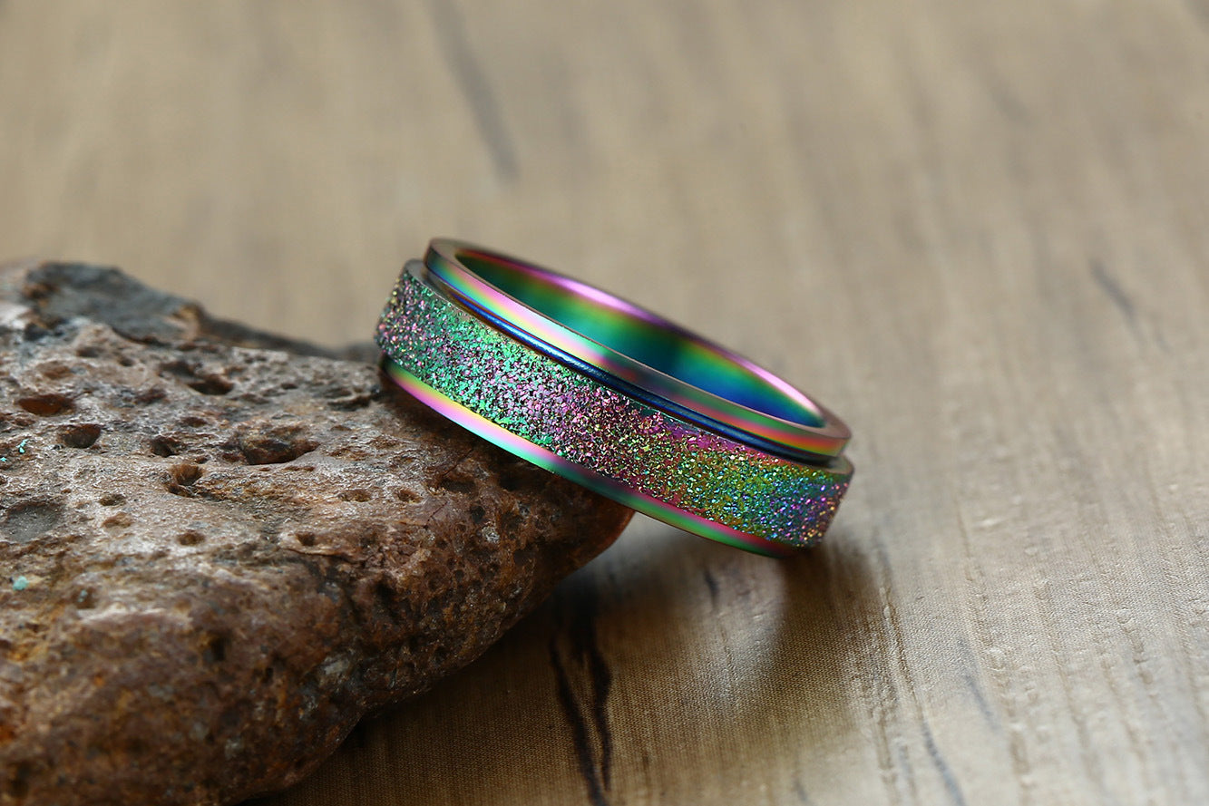 Spinner Ring Rotating Fidget Ring Alloy Metal Band Stress Reduction Durable Design Stylish Band Various Colors