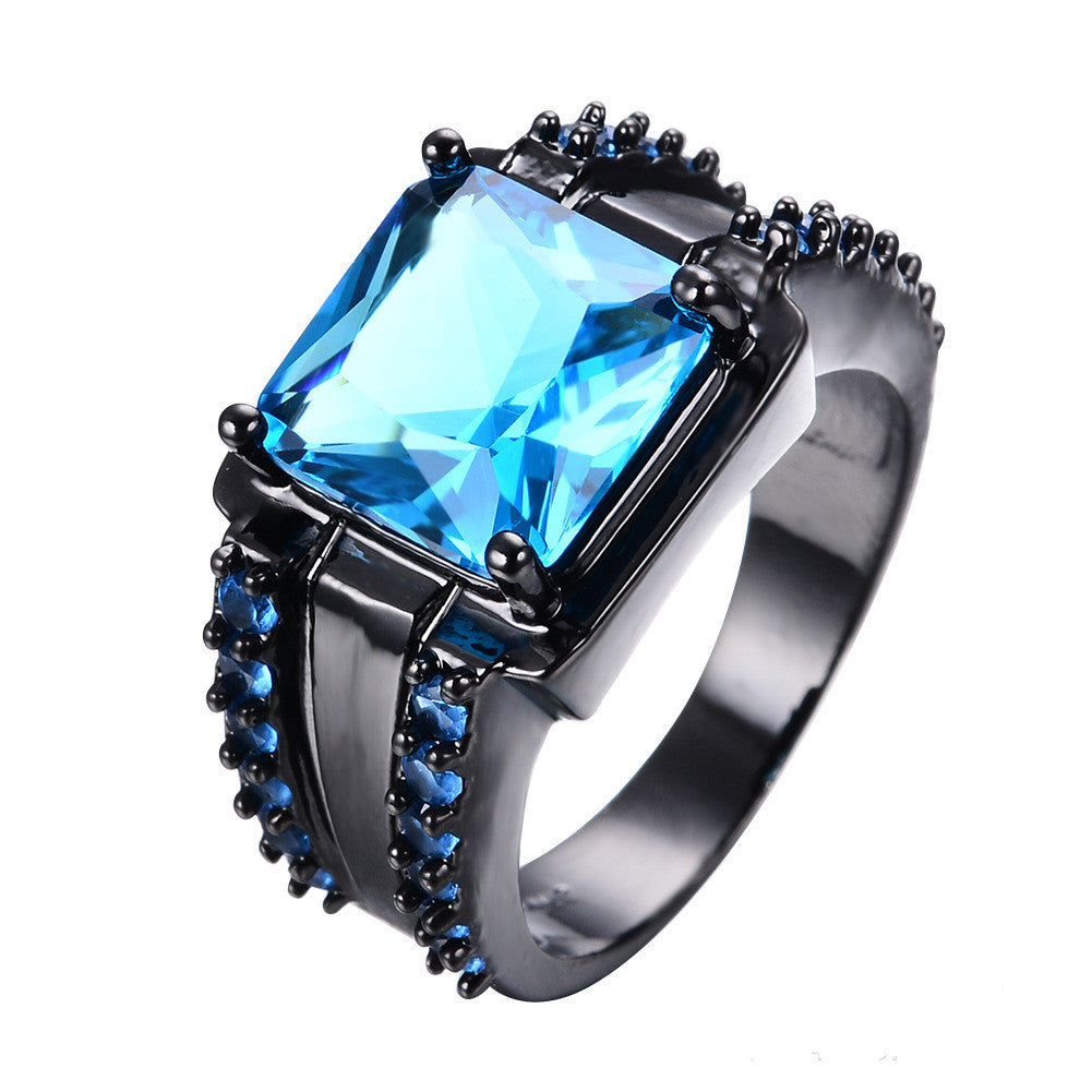 Women's Fashion Ring with Square Zircon Gemstone Four Claw Setting Big Diamond Look Electroplated Copper Ring for Her Engagement Promise Ring