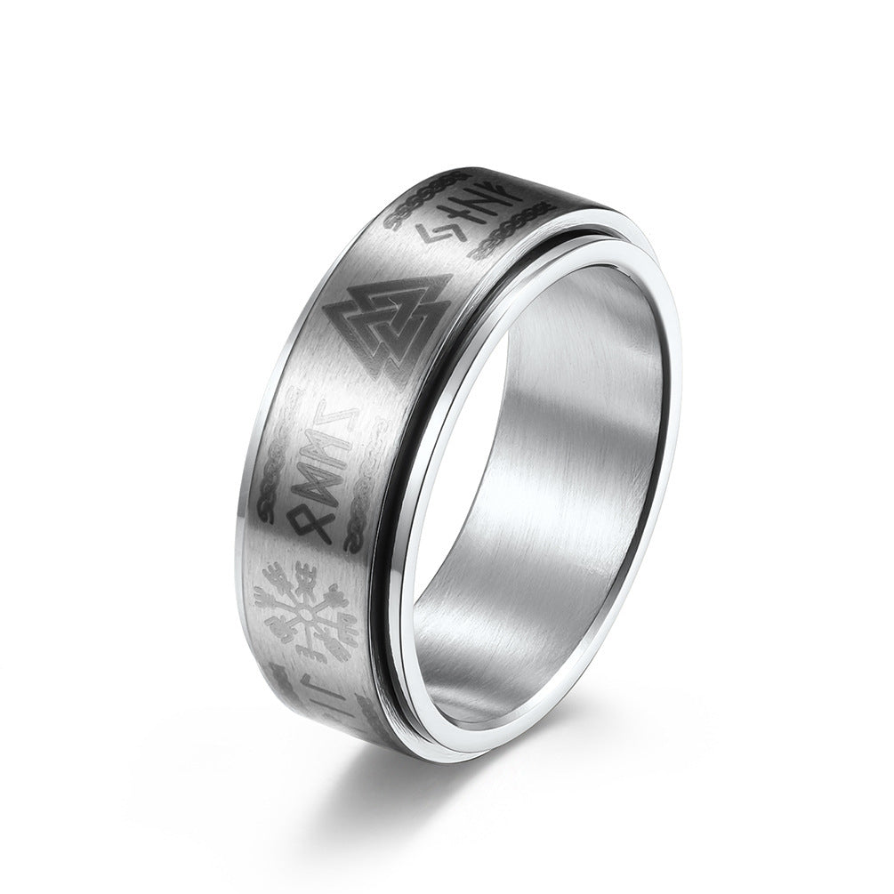 Mens Rotatable Titanium Steel Ring 8mm Wide Highly Polished Finish Durable Band Fashion Ring For Everyday Wear