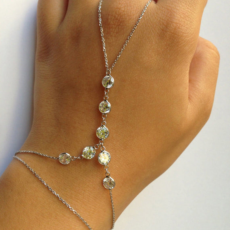 Womens Bracelet Finger Ring Fashion Bangle Geometric Hand Jewelry Electroplated Accessories For Women And Girls