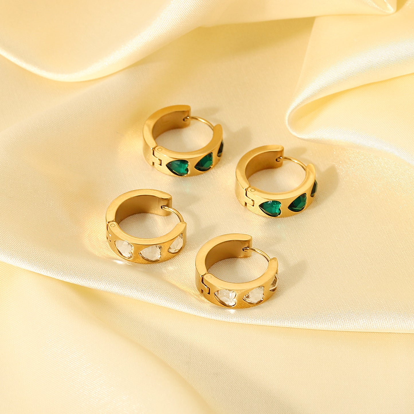 Womens Heart Earrings Zircon Inlaid Stainless Steel Dangle Drop Jewelry European Fashion Style Sparkling Charm