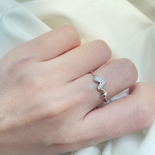 Heart Shaped Silver Electroplated Ring for Women Geometric Korean Style Individually Packaged for Everyday Wear