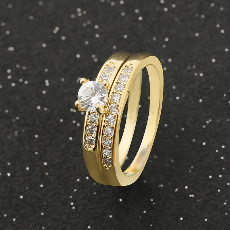 Womens Mens Fashion Alloy Ring Set Gold Plated Inlaid Artificial Gems European Design Ring Appearance Jewelry
