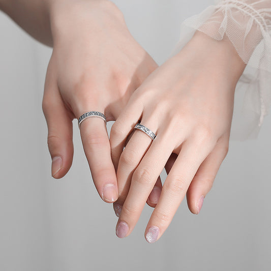 Adjustable Zodiac Animal Couple Rings Copper Fashion Matching Promise Rings for Him and Her Trendy Jewelry Set