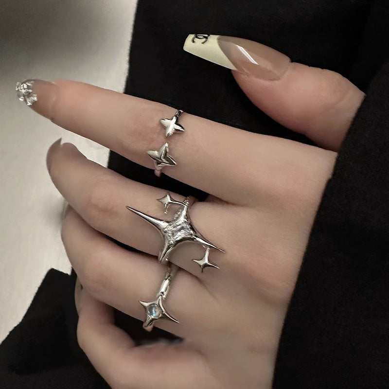 Copper Cross Ring With Zircon Inlaid Eight Pointed Stars For Women Fashion Jewelry Ring Glamorous Zircon Shine