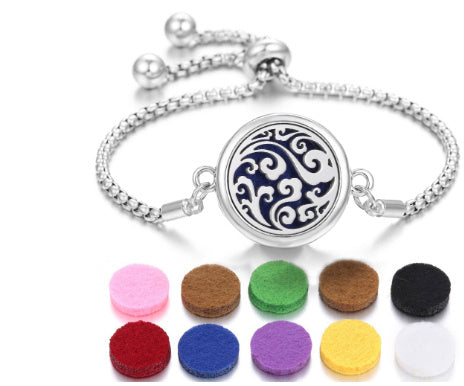 Aromatherapy Essential Oil Diffuser Unisex Bracelet Alloy Locket Electroplated Finish Jewelry Gift For Her Box