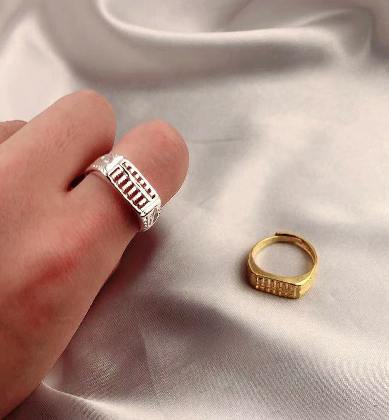 Unisex Index Finger Ring Vintage Distressed Adjustable Alloy Metal Unique Design Symbolic Lucky Charm One Size