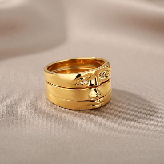 Gold Plated Rings With Vintage Fac Imitation Pearl Cartoon Rings Jewelry Gift For Her Fashion Ring Elegant Rings
