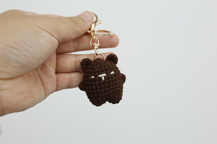 Handmade Mini Animal Keychain Knit Wool Bear Piglet Pendant