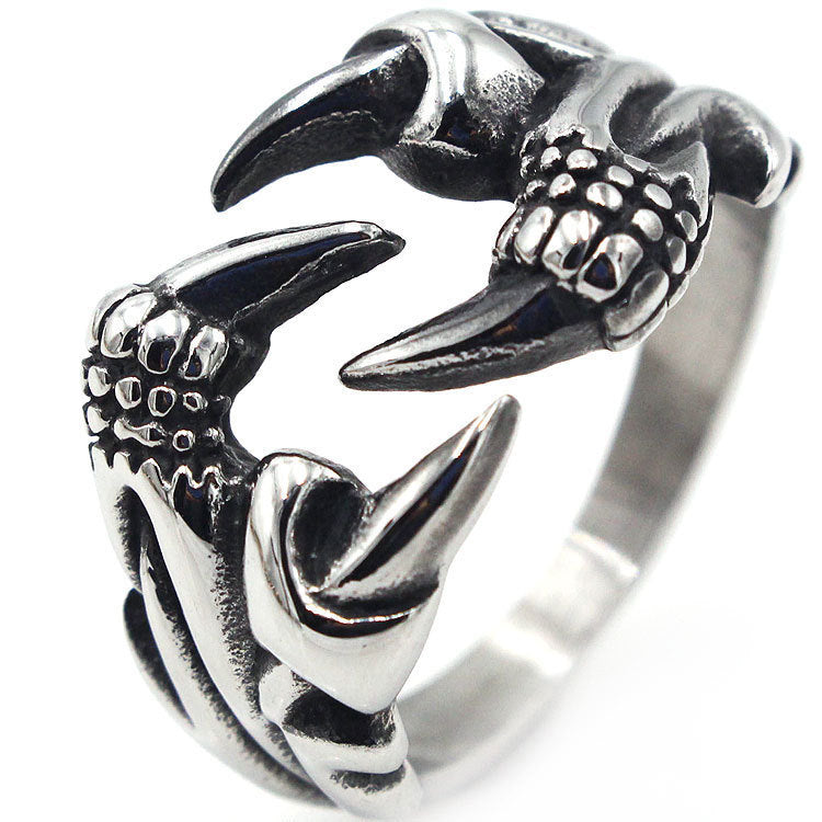 Vintage Men's Eagle Claw Titanium Steel Ring