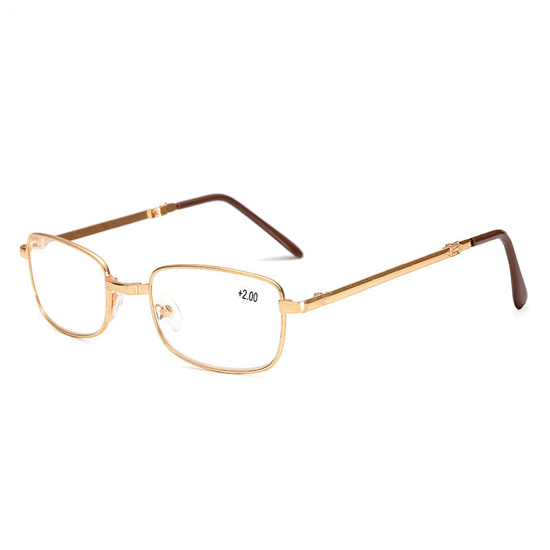 Folding Reading Glasses Metal Frame Full Frame Design For Oval Face Shape Protective Case Cleaning Cloth Metal