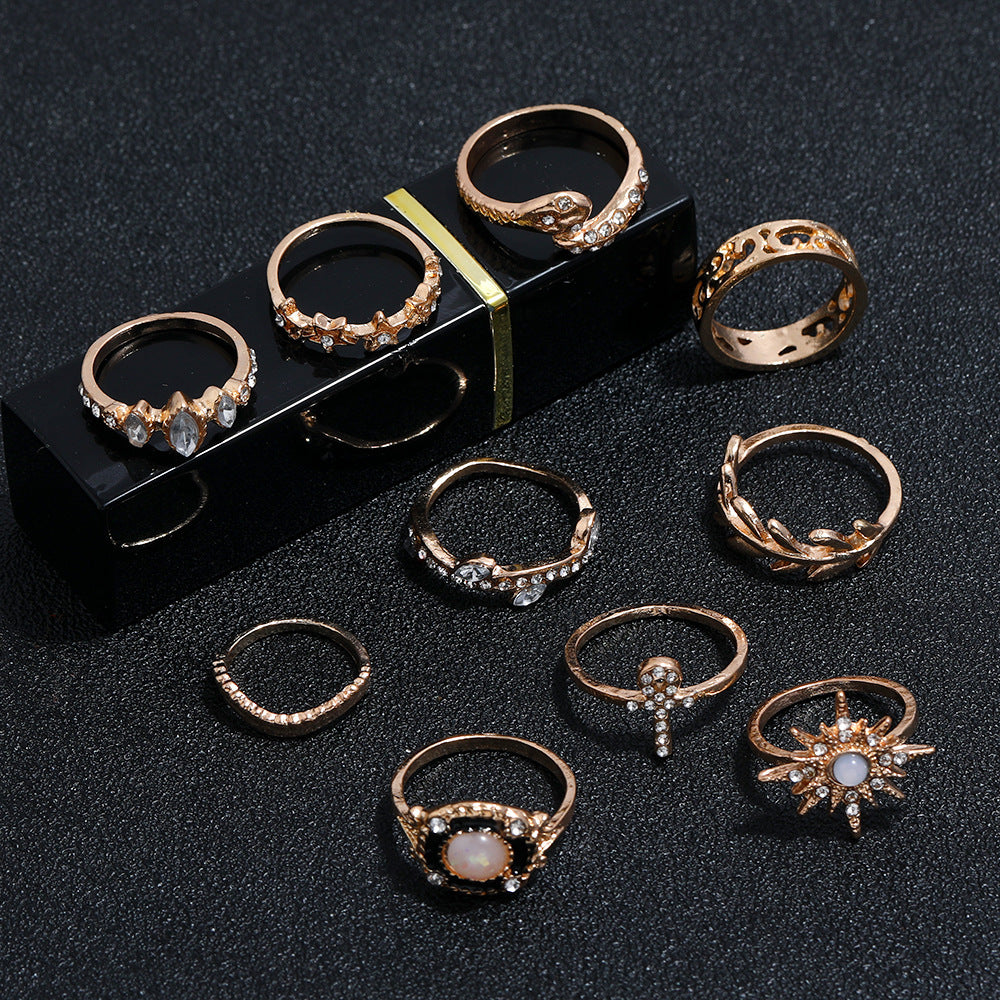 Metal Zircon Ring Set Alloy Jewelry One Size Pack Of Rings For Women Gift Elegant Jewelry For Women Gift Ideas