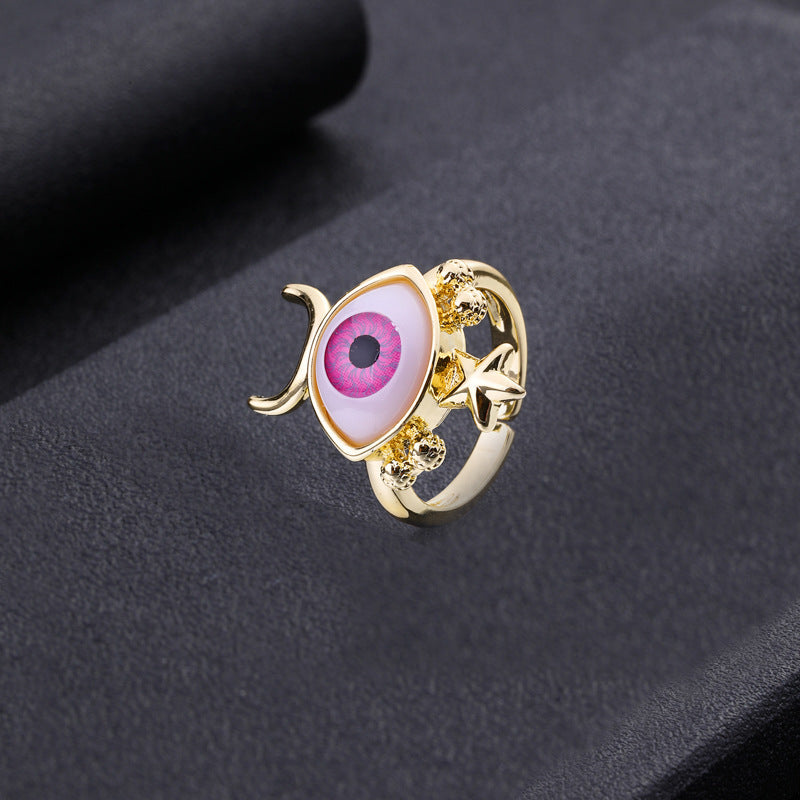 Evil Eye Ring Adjustable Vintage Geometric Dripping Oil Jewelry Gift For Men Women Durable High Quality Accessory