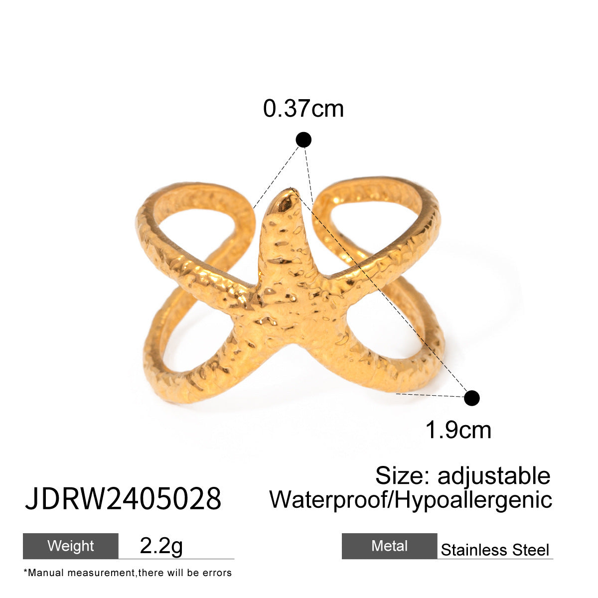 Stainless Steel Starfish Ring Geometric Design With Electroplating Finish For Everyday Wear Great Gift For You