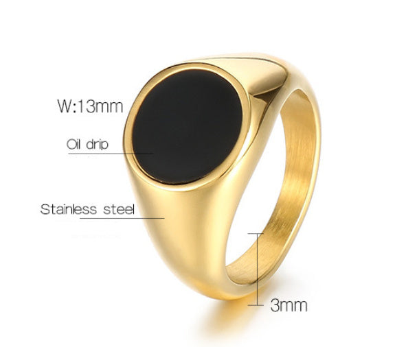Men Ring Gold Tone Titanium Steel Polished Fashion Band Classic Style Durable Everyday Wear Sizes Six 7 8 9 10