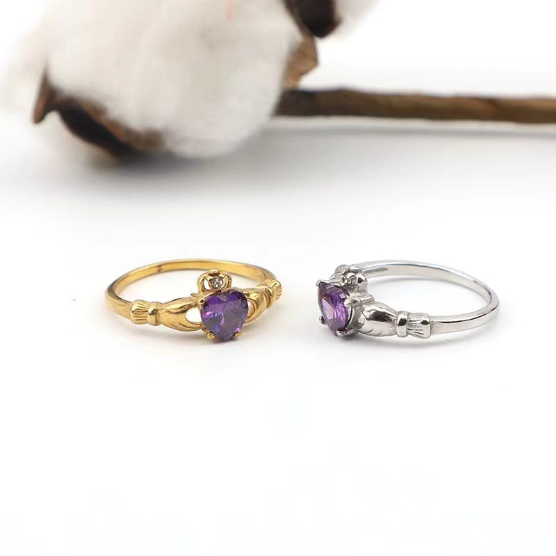 Womens Stainless Steel Geometric Ring With Zircon Electroplated Gold Tone Jewelry For Women Everyday Essentials