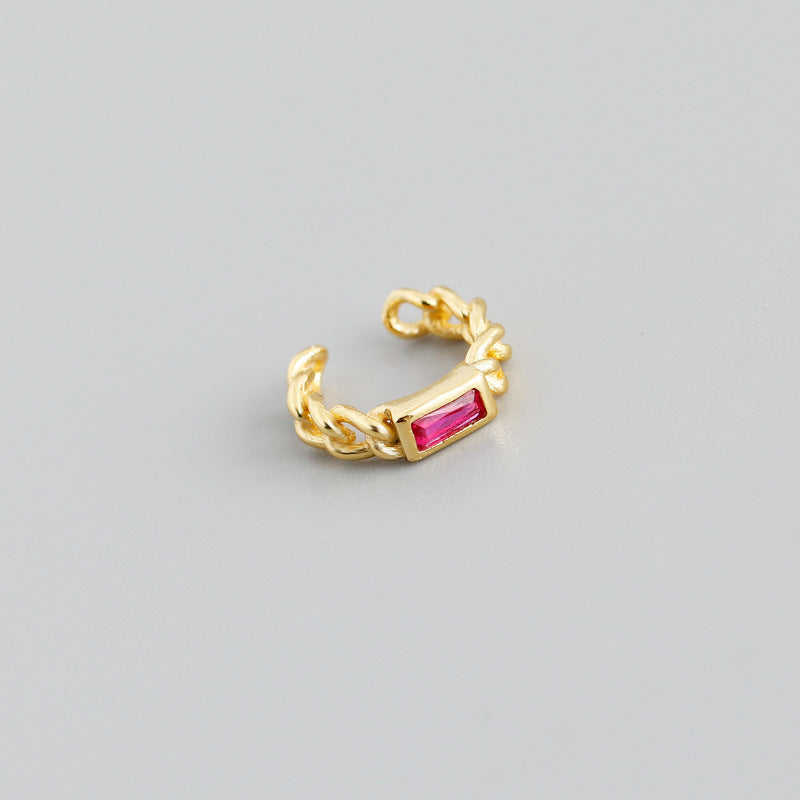 Women Non Pierced Ear Cuff Silver Chain Earring Diamond Accent Adjustable European American Fashion Jewelry Gift Ready