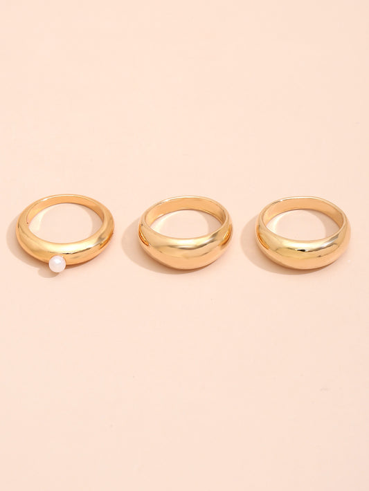 Womens Pearl Ring Korean Geometric Circle Zinc Alloy Jewelry Gift Set For Women Holiday Style Fashion Elegant Ring Now