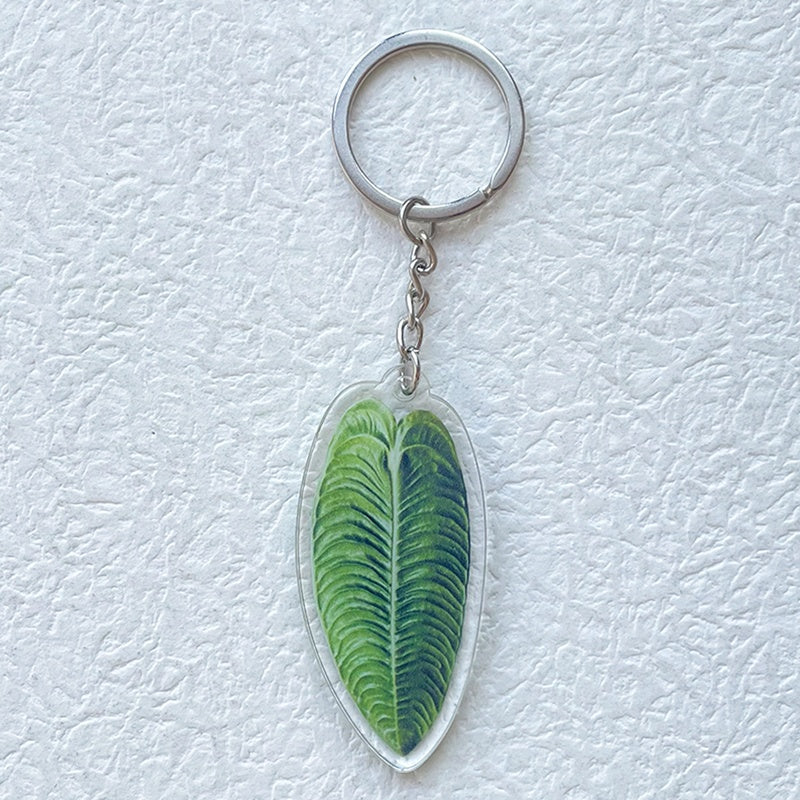 Leaf Keychain Acrylic Key Pendant Exquisite Flat Lightweight And Durable Design 6 Cm Length Ideal Key Accessory