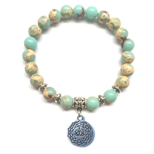 Handmade Stone Bracelet Lava Beads Alloy Accents Totem Religious Silver White Electroplated Beaded For Everyday Wear