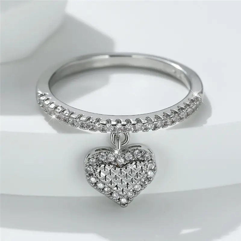 Heart Shape Zircon Ring Copper Jewelry For Women Exquisite Gift For Daily Wear Fashion Accessory Daily Sparkle