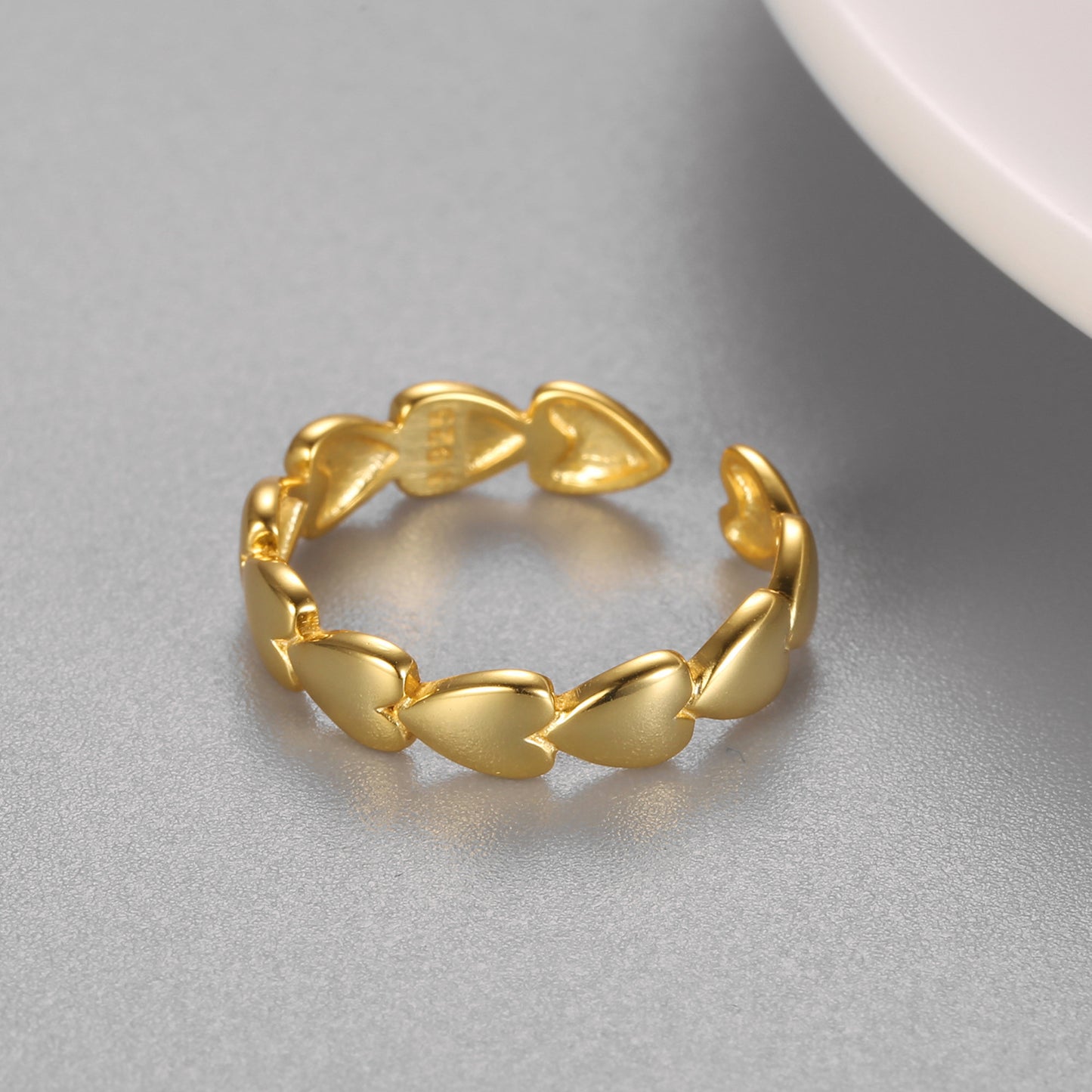 Heart Ring 925 Sterling Silver Adjustable Geometric Fashion Jewelry For Her Birthday Gift Women Elegant Accessory