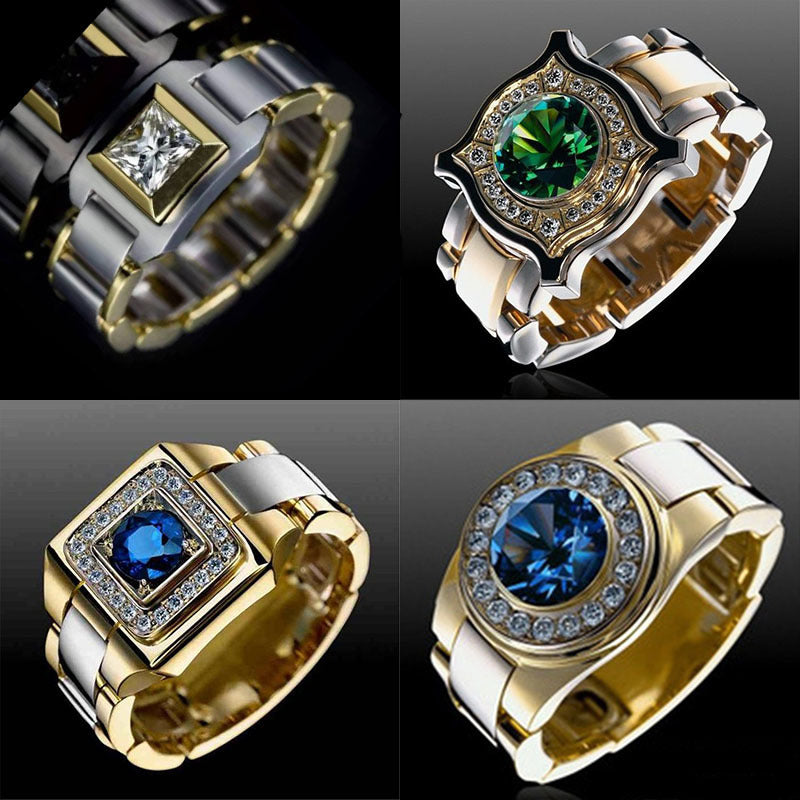 Geometric Ring With Blue Zircon Inlay Electroplated Metal Band Elegant Fashion Accessory Ideal Festival Gift For Women