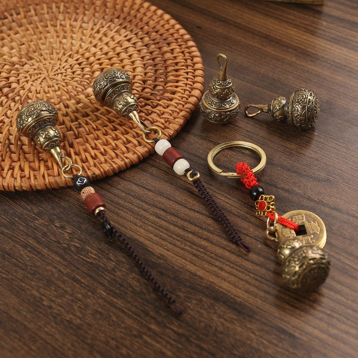 Gourd Keychain Pure Copper Pendant With Rich National Style Design For Keys Bags Holiday Gift And Everyday Use
