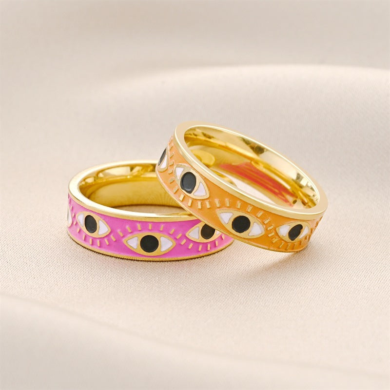 Unisex Titanium Steel Ring With Golden Green Oil Finish And Golden Yellow Oil Finish 6mm Wide 1.8mm Thick Cold