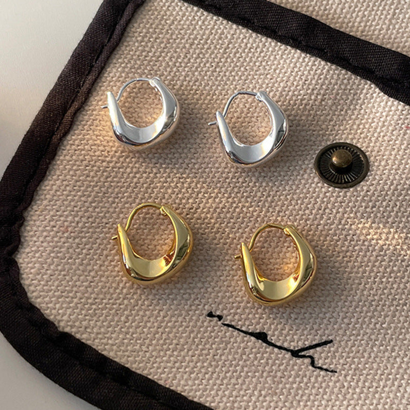 Unisex Geometric Earrings Glossy Electroplated Metal Quadrilateral Jewelry For Women And Men Gold Bold Fashion