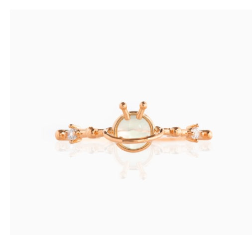 Gold Color UFO Astronaut Ring Brass Geometric Design For Women Men Festival Party Gift Accessory Jewelry For Collectors