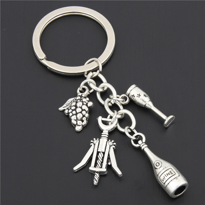 Alloy Keychain With Rope for DIY Wine Bar Party Gift Decoration 30mm Inner Diameter Key Ring Ideal Party Favor