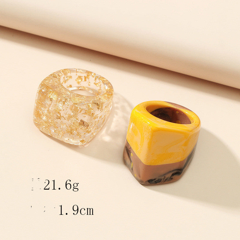 Geometric Statement Acrylic Fashion Unisex Ring Wide Band Design Ring For Women Men Everyday Wear Unique Women