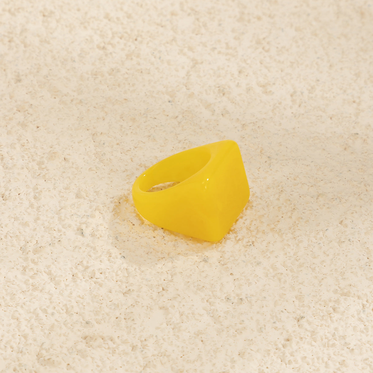 Womens Colorful Resin Geometric Ring Square Ring Pastoral Style Statement Fashion Jewelry Trendy Colorful Ring