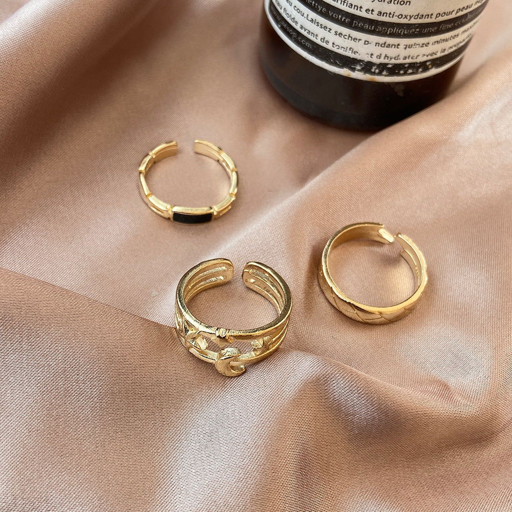 Womens Rings Set With Stars And Moon Design Geometric Metal Electroplated Jewelry For Weddings Ideal Gift Idea