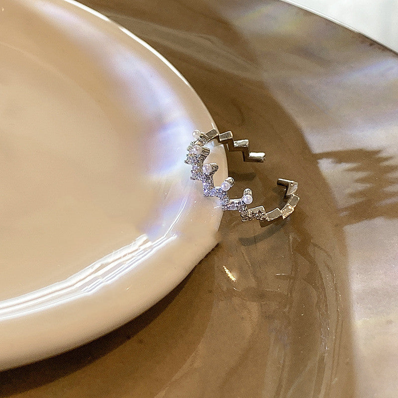 Womens Adjustable Double Layer Copper Ring Geometric Style Korean Fashion Jewelry Silver Copper Ring For Women