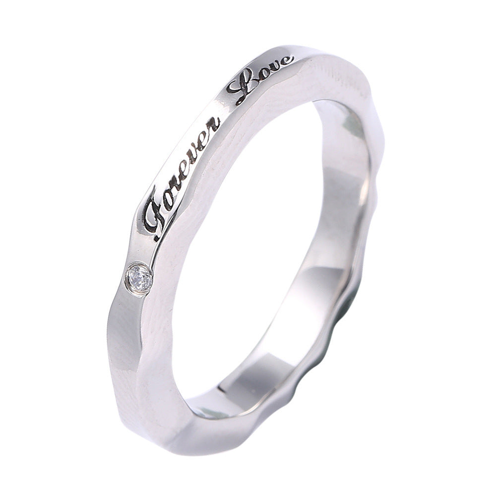 MensAndGirls Womens Titanium Steel Water Ripple Rings Electroplated Silver Tone Unisex Fashion Jewelry Durable