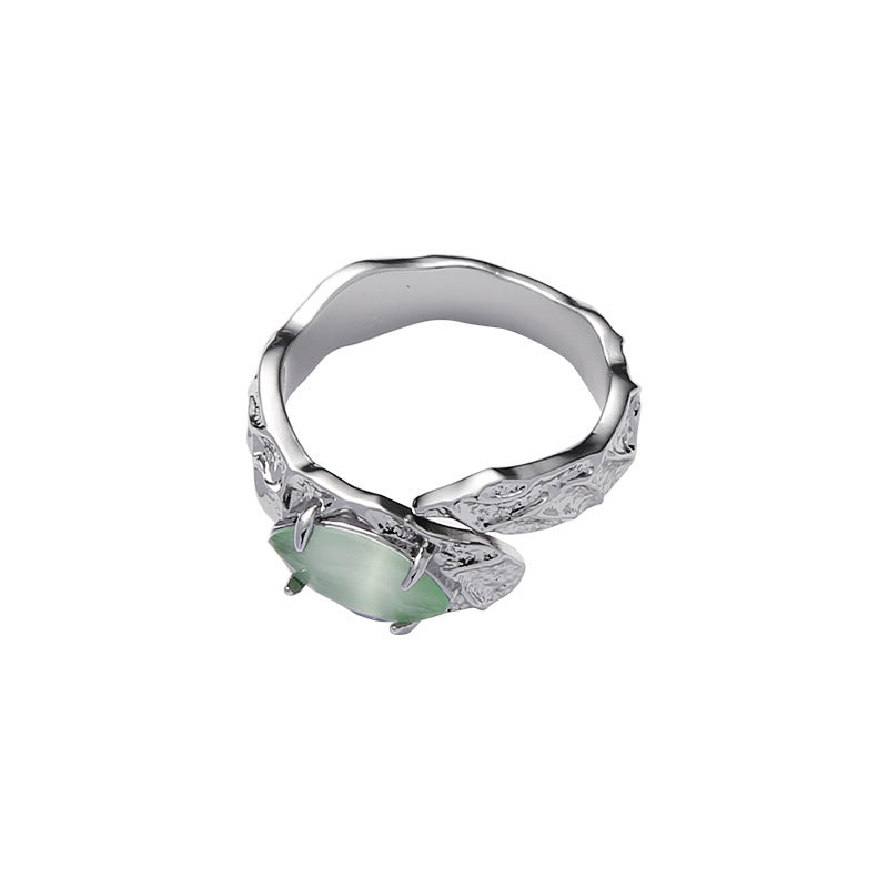 Ladies Cat Eye Gemstone Ring Geometric Alloy Electroplated Jewelry Elegant Durable Statement Piece for Her Now
