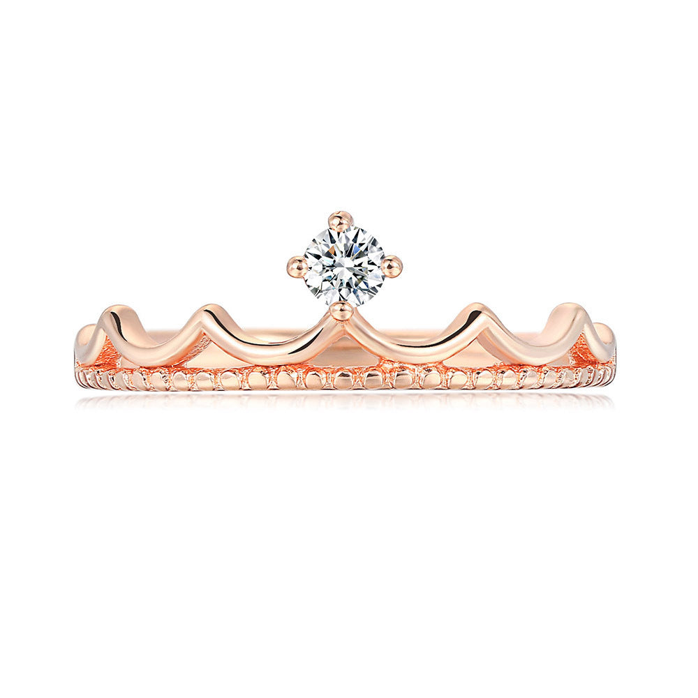 Elegant Crown Ring Gold Plated Copper With Zircon Stones For Women Wedding Band Classic Design Gift Ready Sale