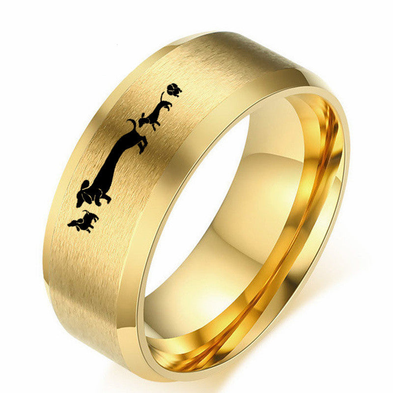 Unisex Dachshund Ring Stainless Steel Laser Engraved Electroplated Finish European Design American Design Gift