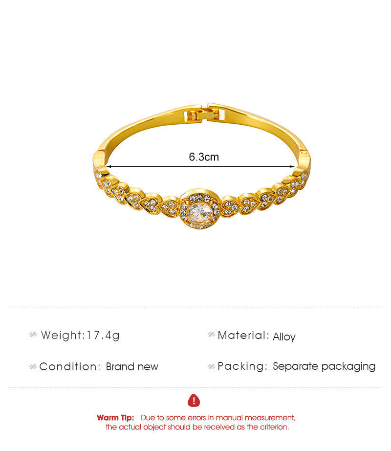 Geometric Alloy Diamond Bracelet Vintage Style For Women Retro Fashion Jewelry Full Diamond Love Bangle Elegant