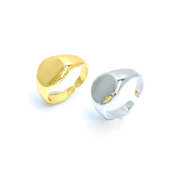 Blank Opening Seal Ring Glossy Neutral With Tail Ring For Men And Women