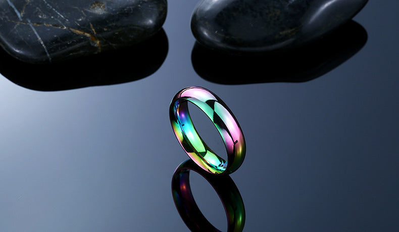 Simple Temperament Color Stainless Steel Ring Geometric Minimalist Design For Women Jewelry Elegant Shine Plus